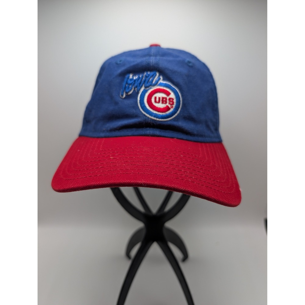 New Era 9TWENTY Iowa Cubs MiLB Baseball Hat Blue Red Leather Strap Adjustable